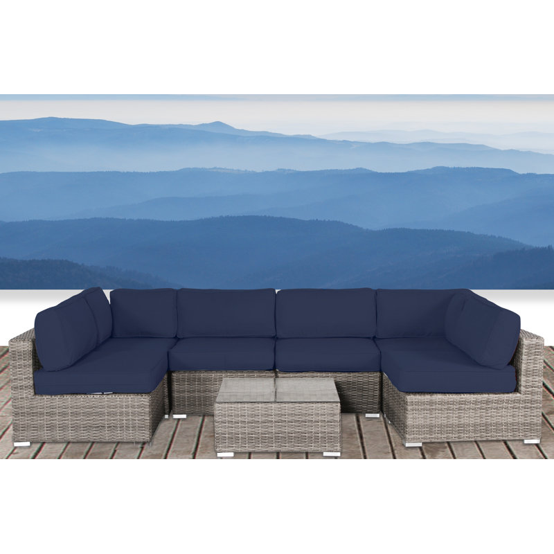 Sol 72 Outdoor™ Colter 7 Piece Rattan Sunbrella Sectional Seating Group